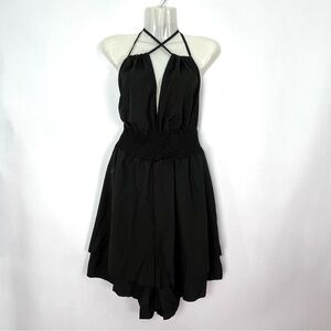 Women’s SHEIN Curve Halter tie Neck Shorts Romper Elastic Back Sleeveless Sz 1XL